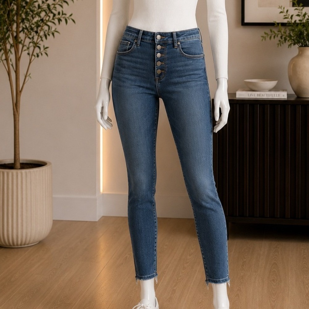 STS Blue Womens Skinny Jeans Ashley High Rise Button Fly Raw Hem Blue 27